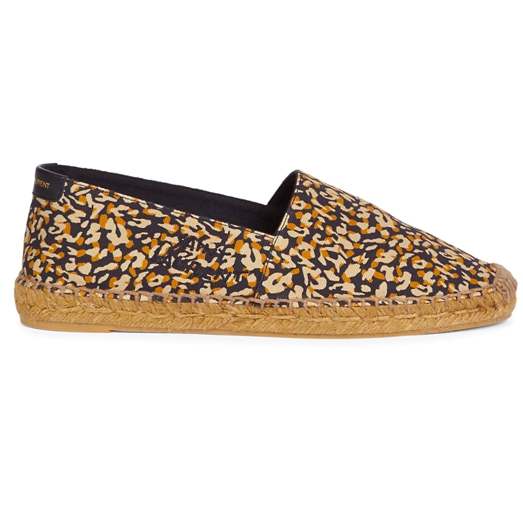 Saint Laurent Embroidered Espadrilles In Leopard Print Canvas
